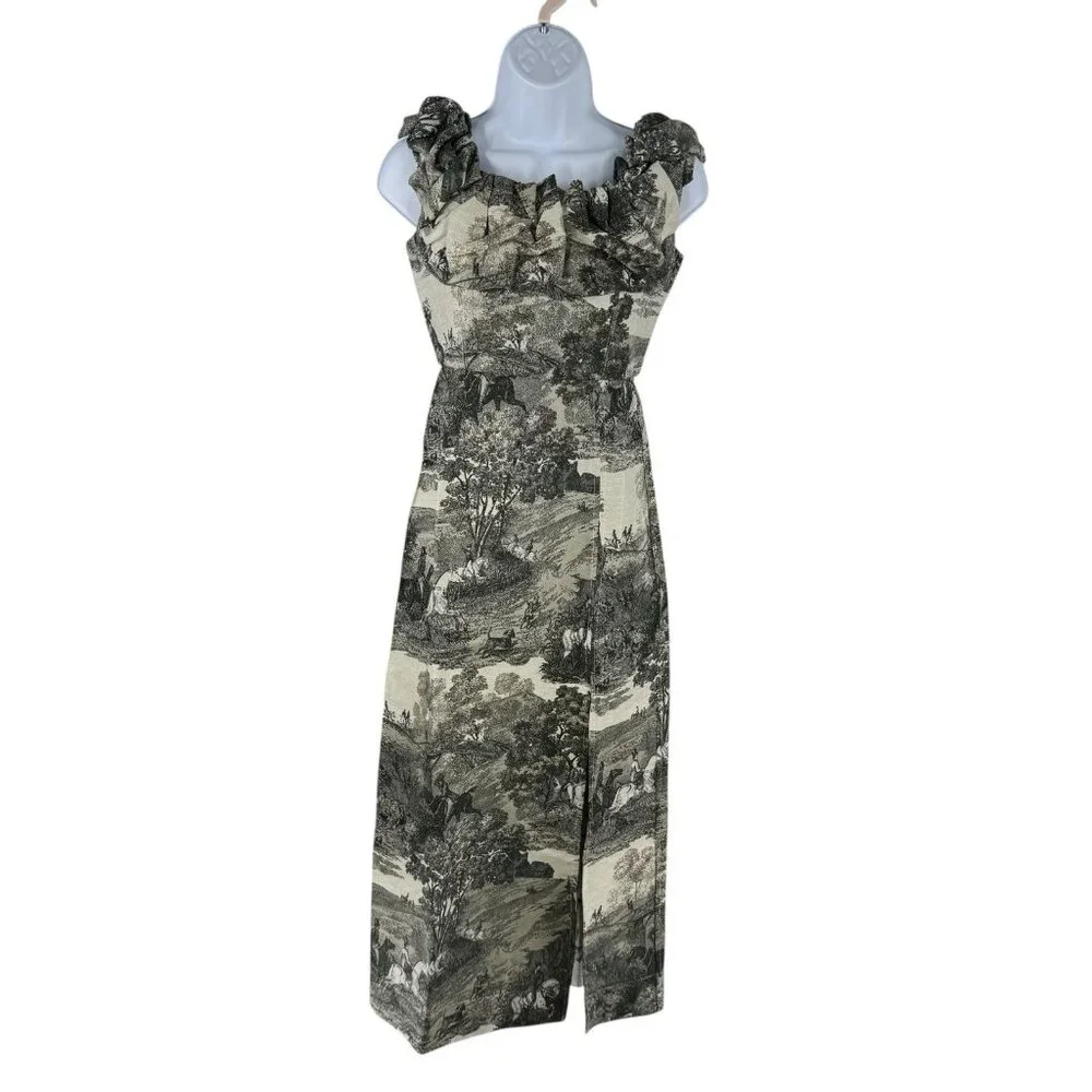 Tuckernuck NEW Middleburg Toile Suze Equestrian Formal Midi Dress Size S - Picture 4 of 12